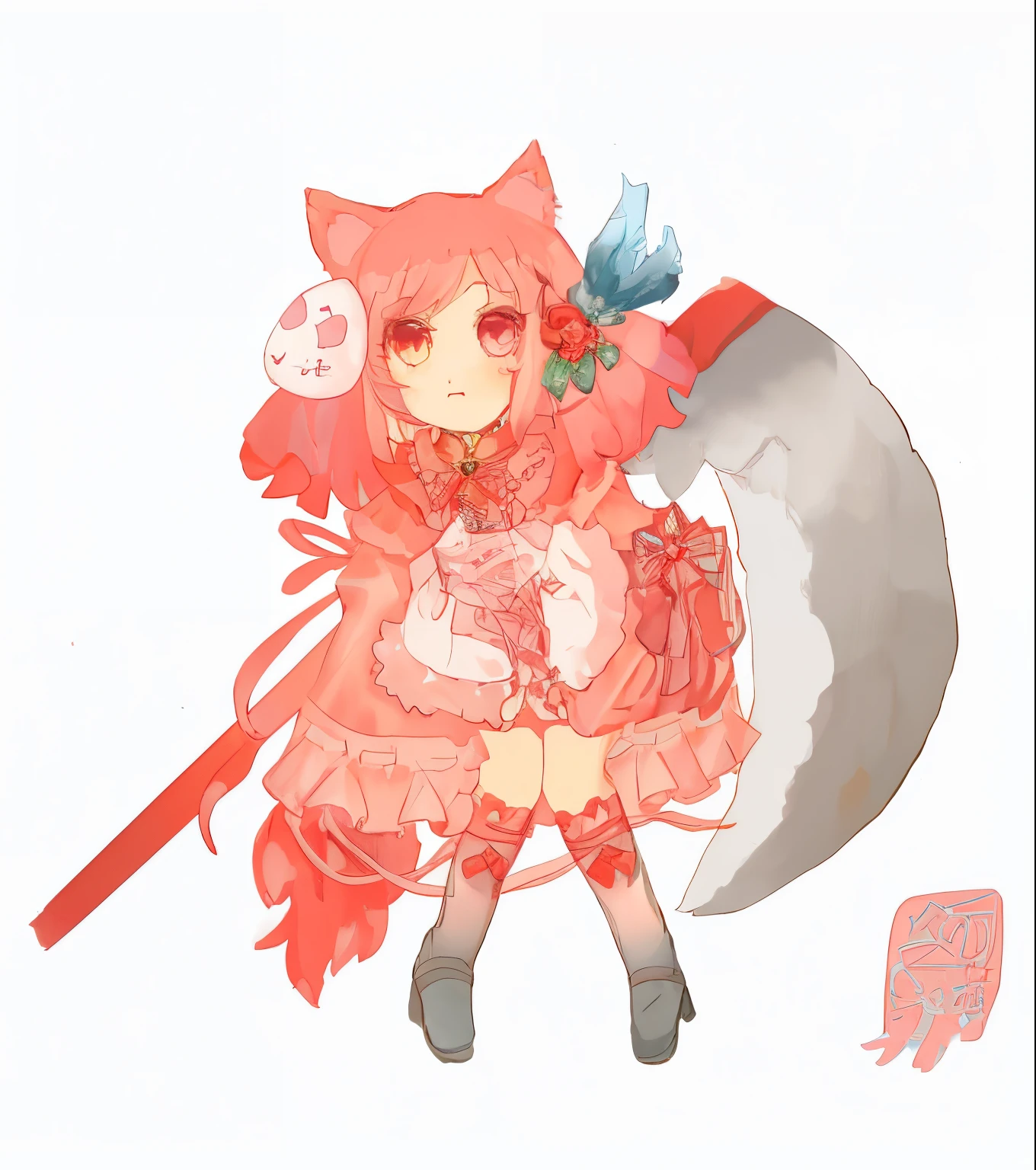 anime girl with big ax and dress and butterfly, full body commission for, Pixiv Contest Winner, full body adoptable, cute anime catgirl, Lori, Holo is a wolf girl, pixiv, small curvy loli, Cute!! Chibi!!! catgirl, style of magical girl, pixiv style, holo if a wolf girl