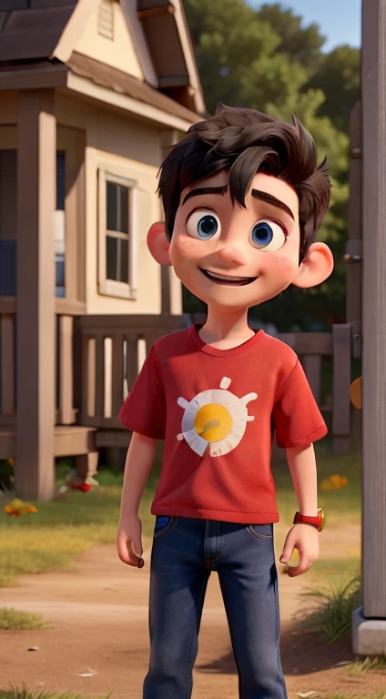 (best quality,realistic:1.37),portrait,boy,Zach,black hair,blue eyes,naughty smile,white skin,red shirt with yellow stripes,blue jeans,red sneakers,outdoor scene,happy expression,happiness,house
- (best quality,realistic:1.37) ensures the highest image quality and realism.
- portrait refers to the artistic style of the image, focusing on the boy as the main subject.
- boy describes the main subject as a young male.
- Zach is the name of the boy, adding a personal touch to the prompt.
- black hair specifies the hair color of the boy.
- blue eyes describes the eye color of the boy.
- naughty smile implies a mischievous or playful expression on the boy's face.
- white skin indicates the skin tone of the boy.
- red shirt with yellow stripes describes the clothing the boy is wearing, adding visual details.
- blue jeans specifies the type of pants the boy has on.
- red sneakers describes the shoes the boy is wearing.
- outdoor scene sets the location of the image, indicating that the boy is outside.
- happy expression suggests the boy's emotional state.
- happiness emphasizes the positive feeling conveyed by the boy.
- house indicates that the boy is looking towards a house nearby.