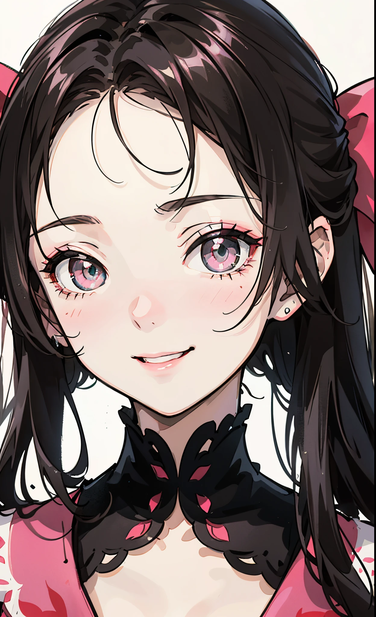 [1970s] anime, a girl 【with black straight hair ] and 【pink Big bow], in the style of[Janpan manga style],【big eyes, smiling face, , High Cold Beauty],animated
gifs,intense 【close-up], light【red and black), depictions of aristocracy, iconic pop culture references, uhd image.--ar 1:1--niji 5