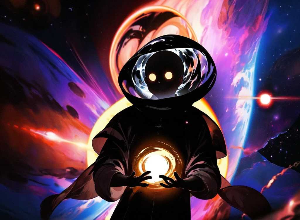black hole powers human black hole he owns the universe black hole’s in the background he has black hole powers