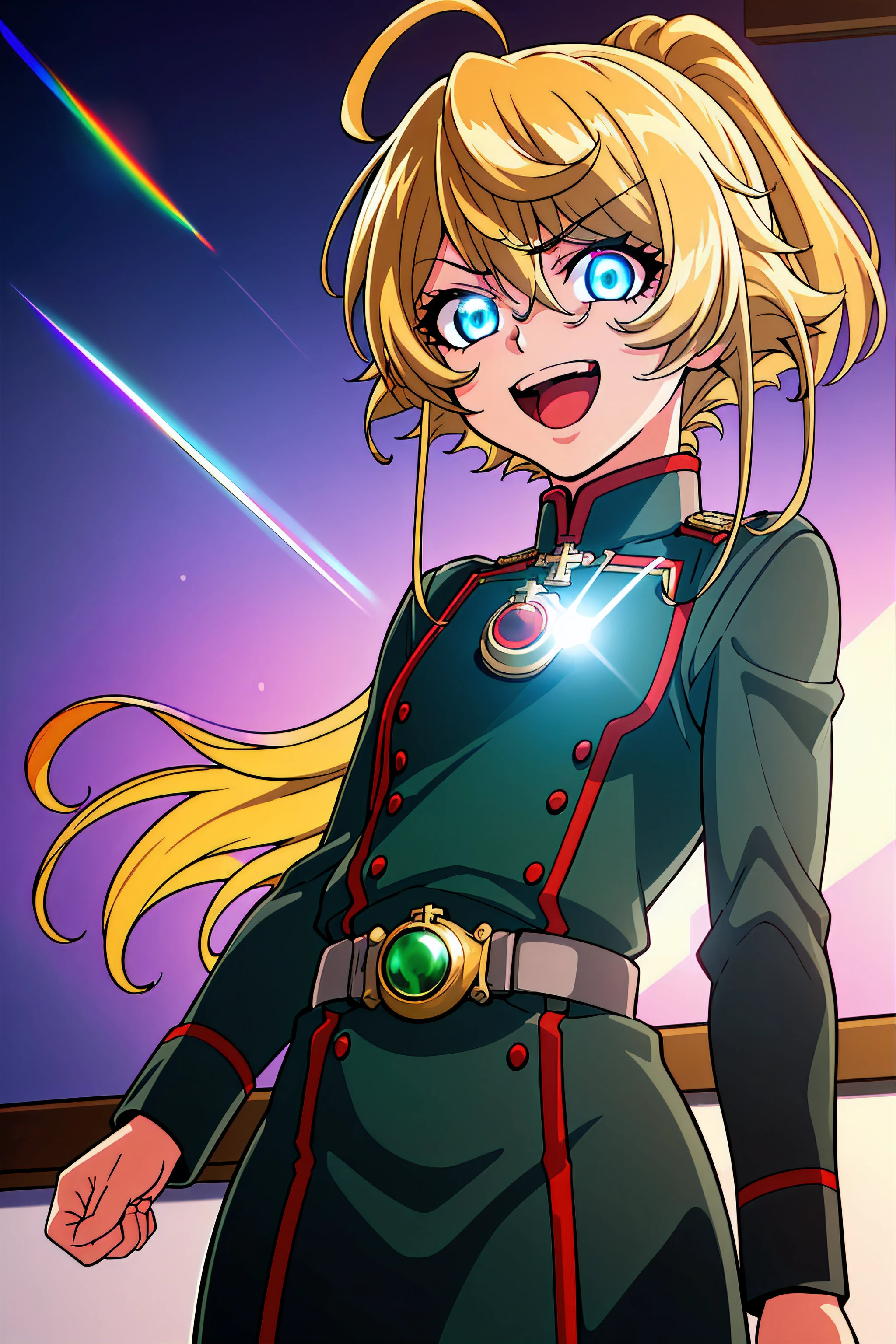(top-quality:1.3), (masterpiece:1.4),(Anatomically correct), (Full limbs),(complete fingers),(Precise fingertips), (Fine details),(8K),Photorealista,(Super Detail),(90s Anime,9 0 s anime,9 0 s anime style,anime cels,cel shaded anime),(Tanya Degurechaff:1.52), (10-year-old girl in European style:1.25),military outfits,((Cone)), Evil smile, (Short stature:1.2), Killer Eye, Psychotic eye,(Oil Painting,Hyper-realistic), (Detailed muscles and hair), (intensegaze),(dark backgrounds, contrasted colors), (Soft lighting in gold tones),((rage)), Color Theme Red, Dramatic light, Violence Everywhere, Bloody destruction of corpses in the background, Dark and blurry background, (joyous expression:1.52), (Raging Eyes:1.24), (Blue glowing eyes:1.17), Mental breakdown, intimidation, Ways to harm, (irate:1.8), revenge, rage, destruction, murder, Maniacal,
eyes focus,(Masterfully crafted Glow,Sky Blue Lens Flare:1.7), (Cinematic background), Hyper-detailing, (delicate detail), (intricate detailes), octane renderings, nffsw, (Hyper-detailing:1.15), (softlight:1.2), 1girl in, beautiful a girl, ultradetailed eyes, Mature, Plump, A thick, Rainbow Paint Drop,(super model:1.3), Paint Teardrop, Woman made up of paint, entirely paint, Splat, Splash, Indoors、(Bioluminescent hair:1.1)、(radiant eyes)、((make - up))、(Cinematic Masterpiece)、intensely、Powerful、splashes of colour absolutely eye-catching、(Cinematic headlight)、((coustics))、dynamic ungle、beautiful detailed brilliance、Ambient Occlusion、ambient lights、ray trace reflection、(The best lighting、extremely delicate and beautiful)、((ciinematic light))、