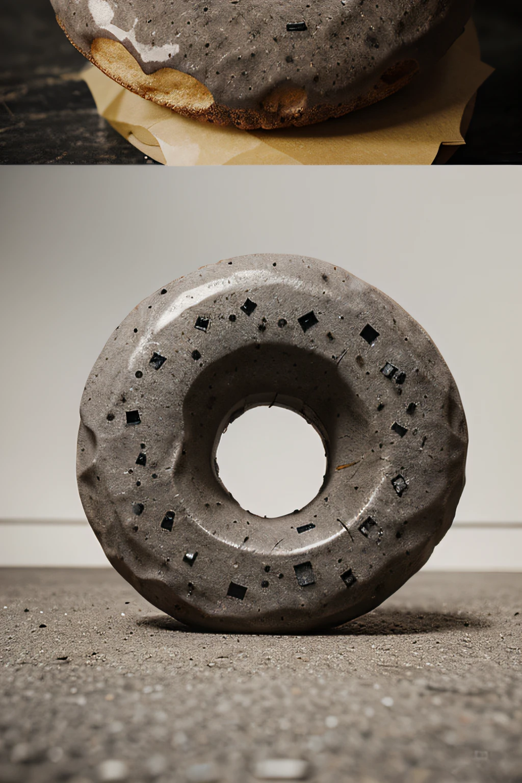 rough stone donuts, creative ads, graphic design, grey, design, detail,