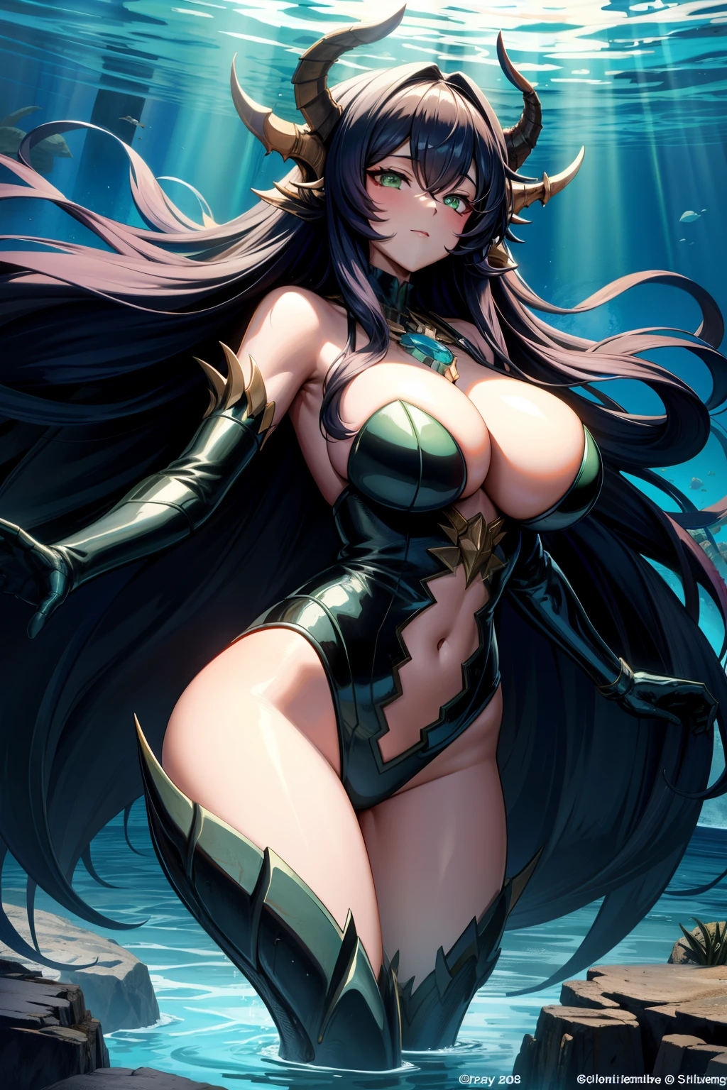 Monster girl in the depths of the sea, Big breasts, monster