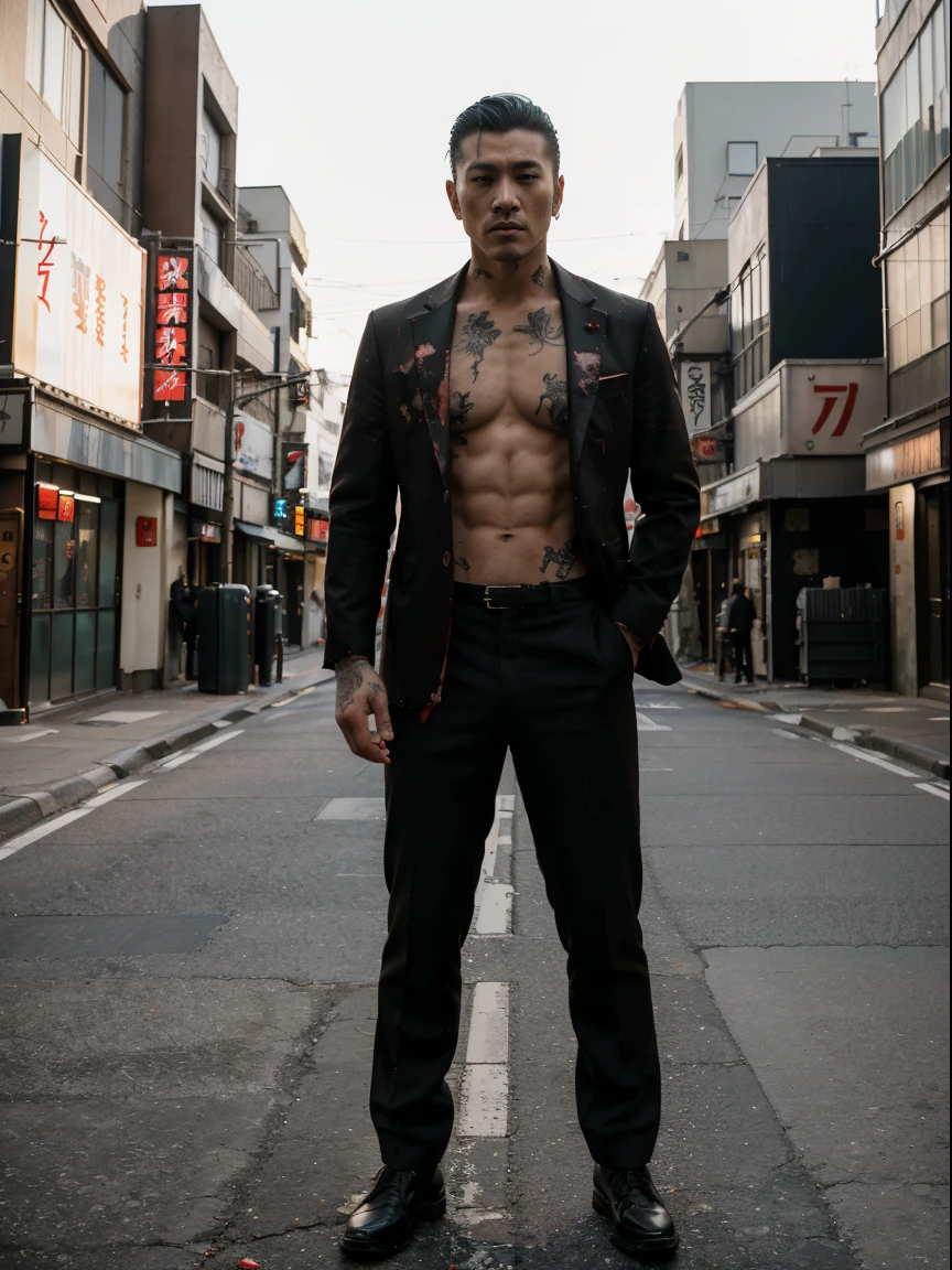 Arafed man in a suit standing in the middle of a street - SeaArt AI