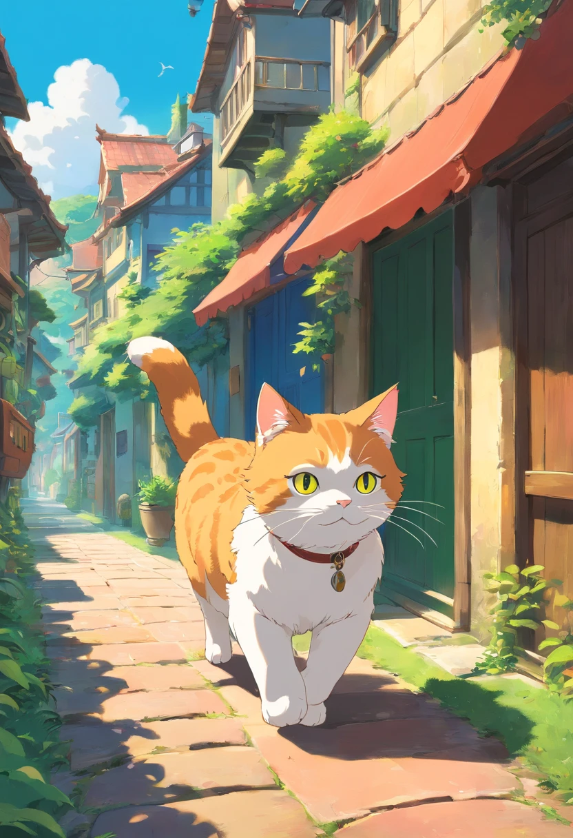 cat walking sideways 、