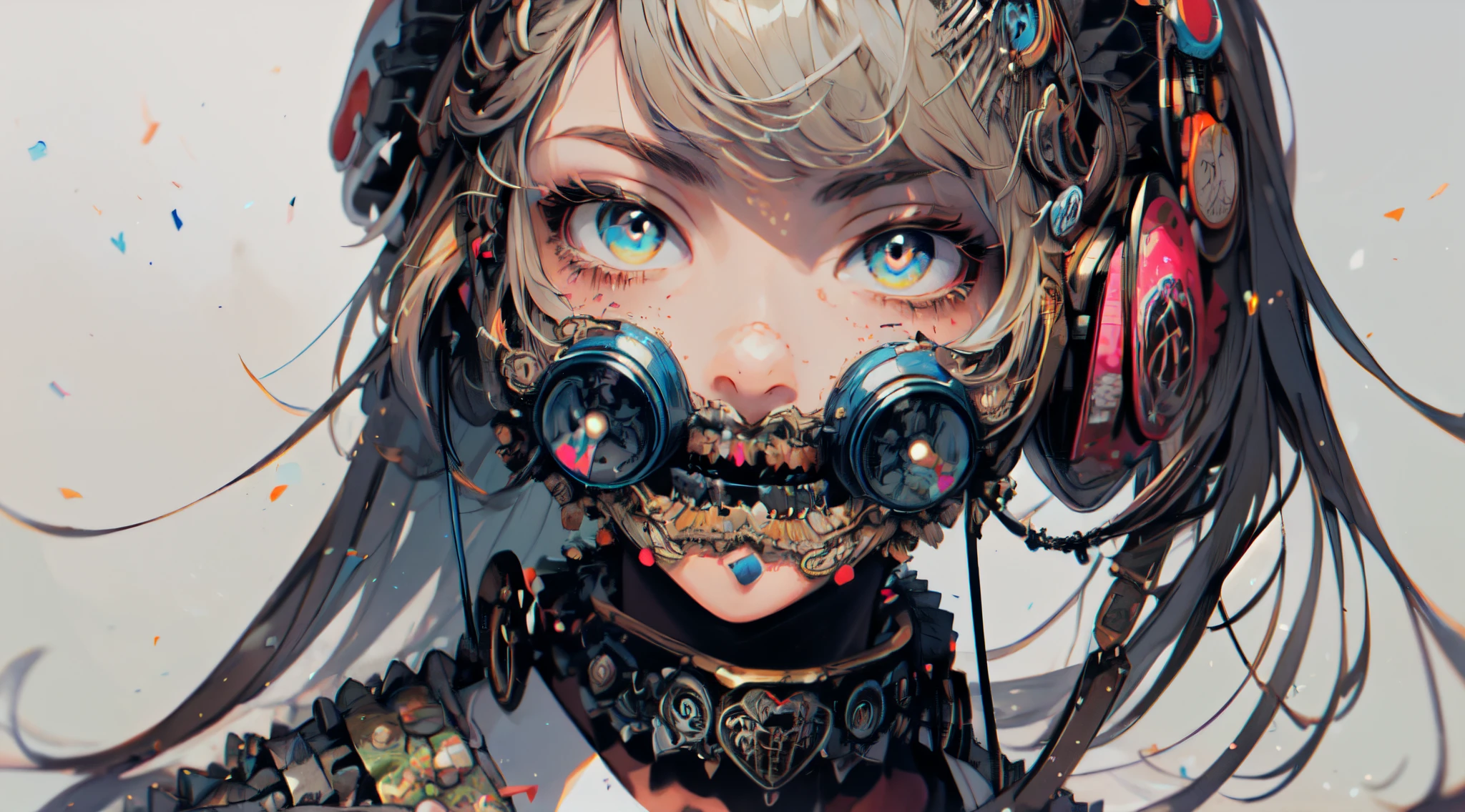 (Best Quality,hight resolution:1.2),Ultra-detailed,(Realistic:1.37),Wide angle shot,all glass lens,Steampunk,traditional Japanese style,Cityscape,A girl wearing a kimono made of gears,geisha,looking to our future,not smiling,piece sign,her head is a radio light bulb,Kimono made from gears,Clear,Colorful,Vibrant illustrations drawn with delicate watercolor and pen touches,Fusion of steampunk and traditional Japanese style,Precise painting technology