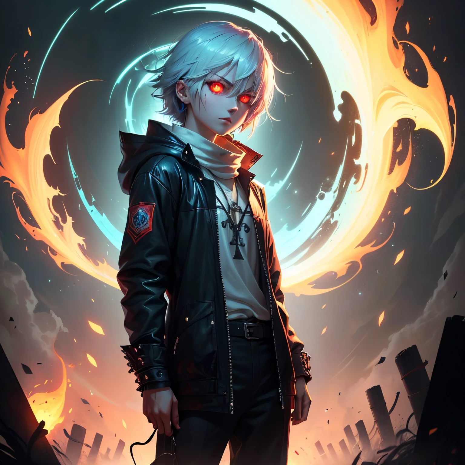 Anime character with glowing eyes and scary presence