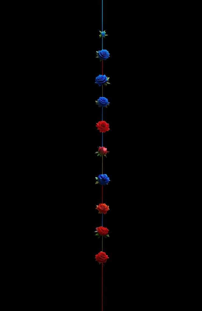 modern abstract: Colorful red and blue abstract shaped roses placed in the center、butterflies form a geometric pattern