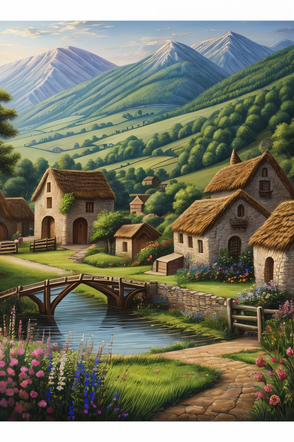 Highly detailed village landscape