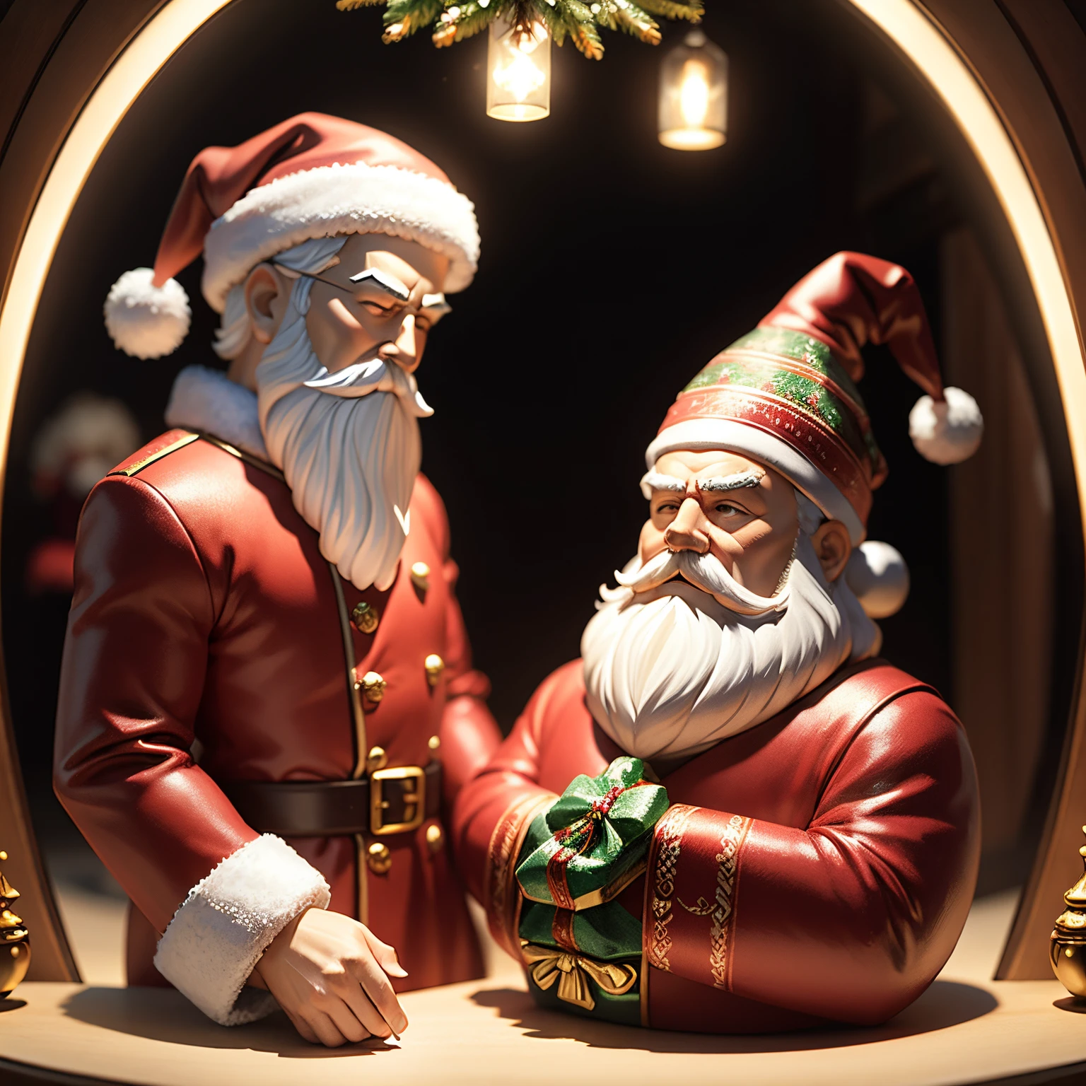 masterpiece、top-quality、ultra-detailliert、glass santa claus figure、Christmas、season、