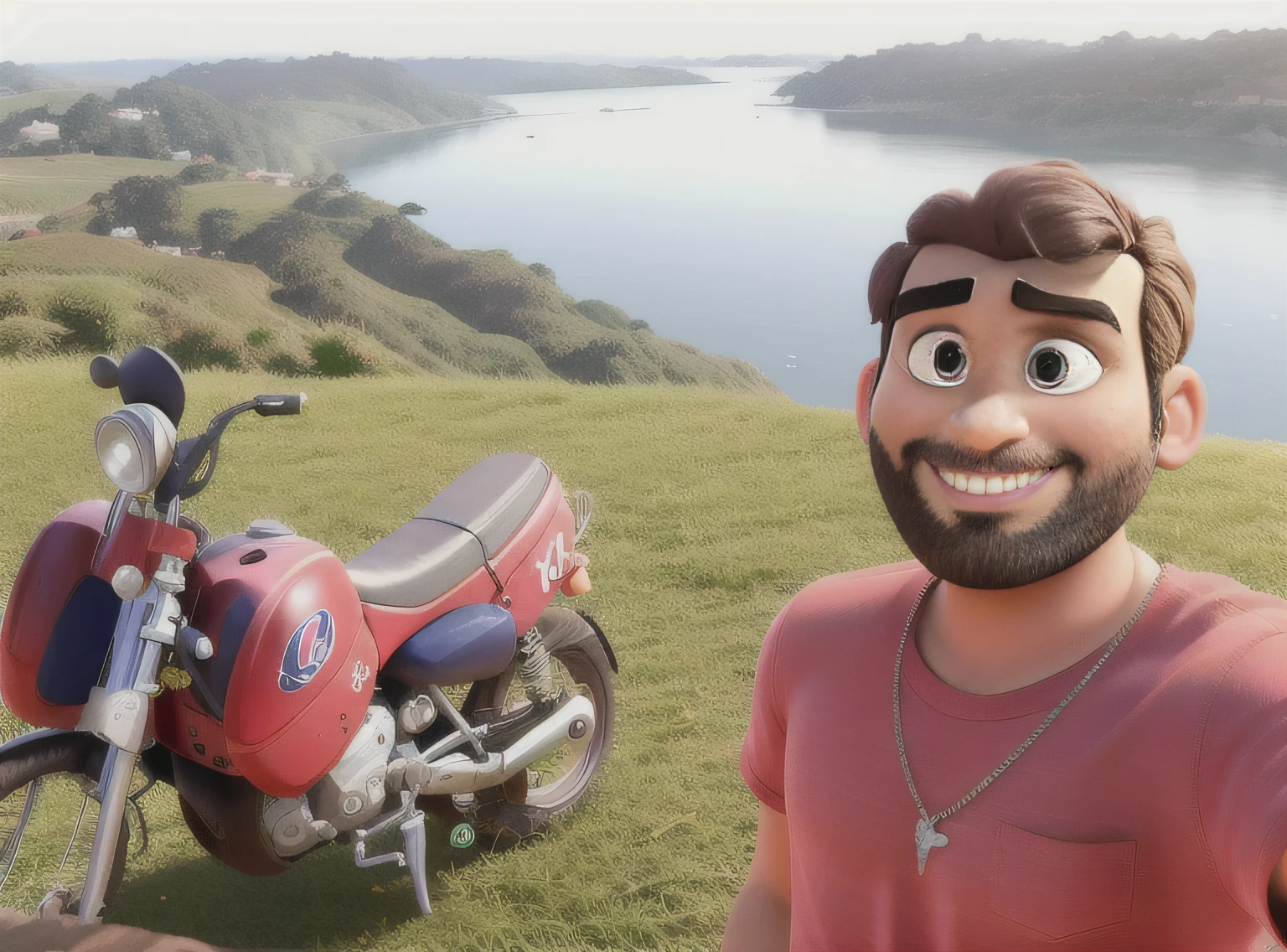 RAPAZ BRANCO, ESTILO PIXAR, FELIZ DE BARBA LOIRA, CABELO LOIRO, DE ALTA QUALIDADE