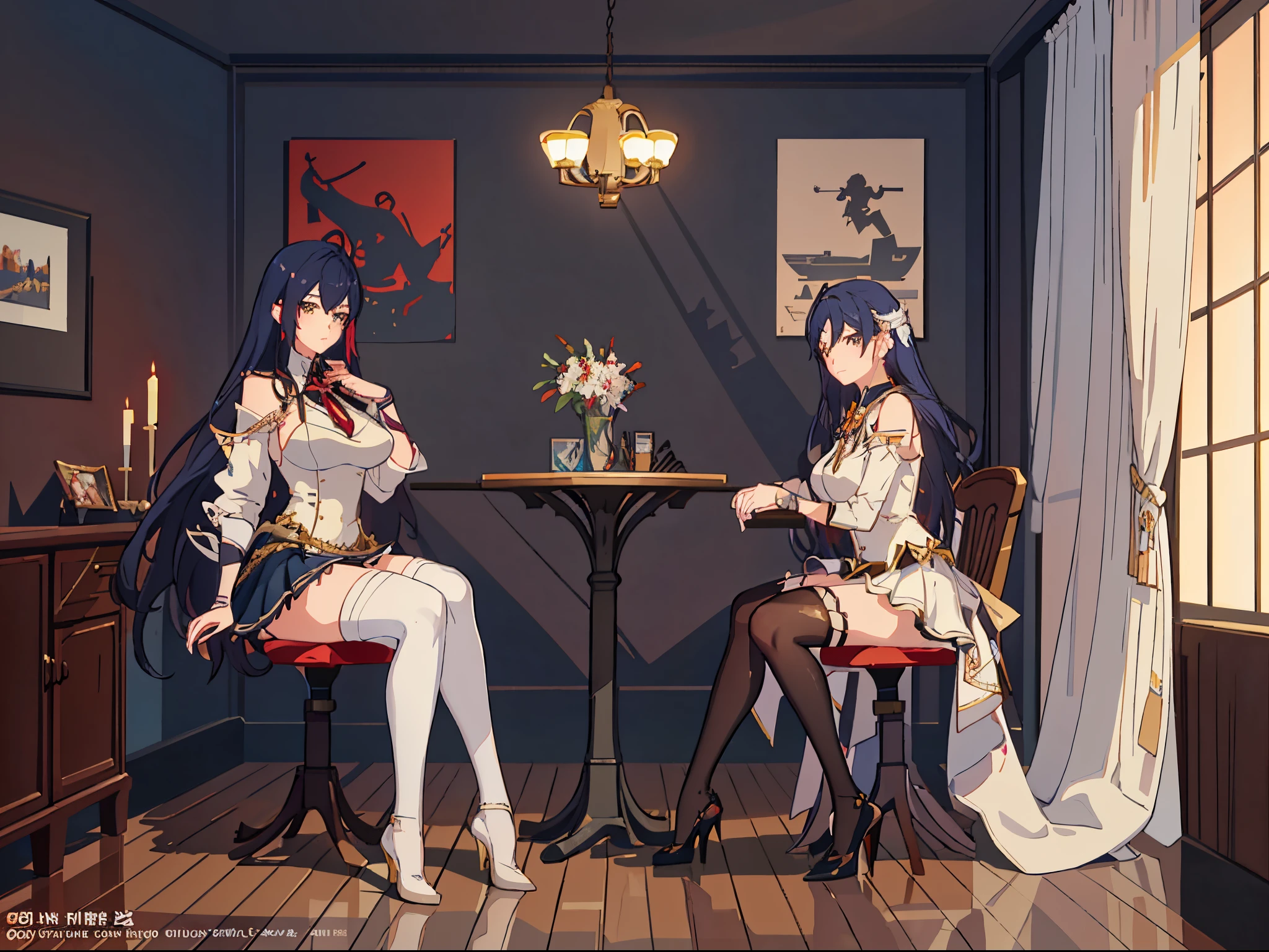 There is a woman sitting on a chair in the room, seductive anime girls, beautiful attractive anime woman, guweiz on artstation pixiv, anime goddess, guweiz on pixiv artstation, Squatting anime beauty, Popular topics on cgstation, A masterpiece by Guwitz, Anime Barbie wearing white stockings, elegant cinematic pose, 8K high quality detail art