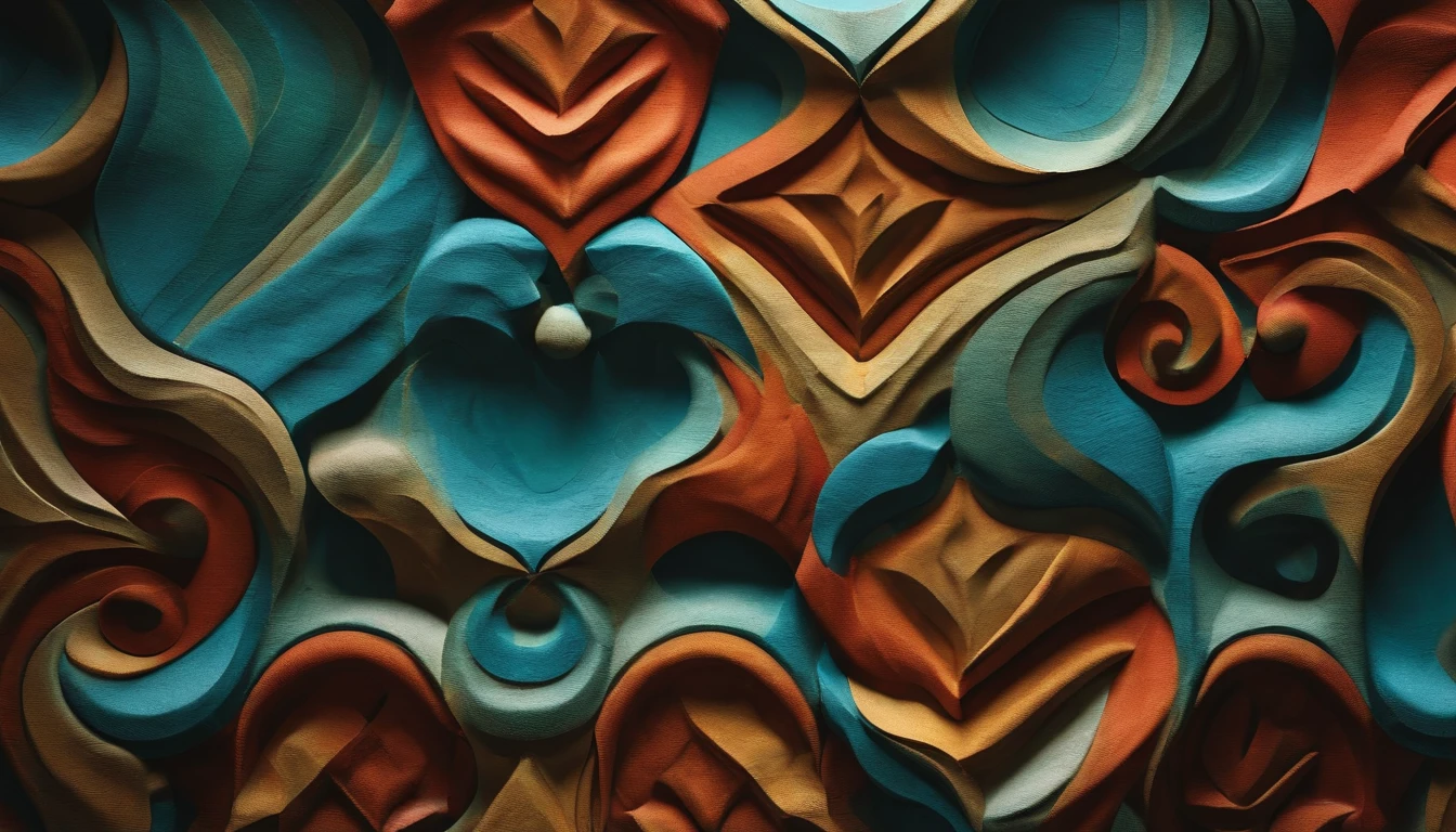 a macro shot of a textured abstract wall mural, highlighting the intricate details and unique patterns that make up the bold background.