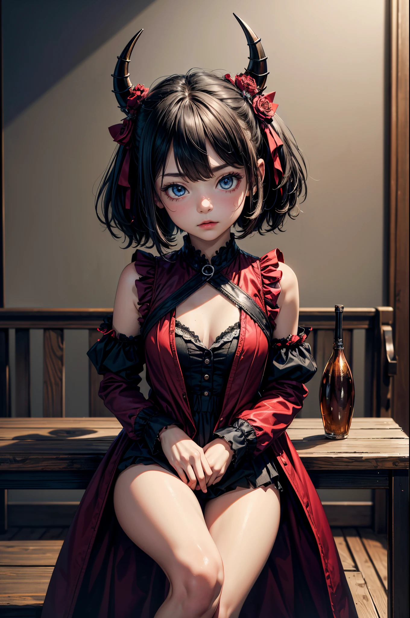 (best quality,4k,8k,highres,masterpiece:1.2),ultra-detailed,Little Devil Girl, age 10