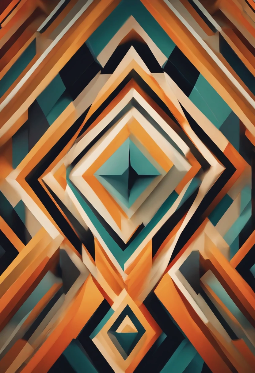 an image of a bold abstract geometric pattern, highlighting the precise lines, shapes, and vibrant colors that create a visually captivating background