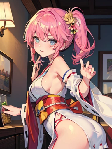 ((master part)), ((best quality)), (ultra-detalhado), ((kawaii)), fofo, (Lovely), ((sexy)), (Foi:1.3), ((extremamente detalhado)), 4k, (8k), best quality, (Beautiful), illustration, estilo anime, Pintura, Dynamic angle, cowboy shot, de curinga, Japanese-style room in dramatic style, (esfregue o peito:1.4), (Poses for erotic photo albums), gradation, foco de corpo inteiro, fofa s, 1girl em, sozinho, Japanese miko costume, cabelos pretos, Cute random colored eyes, ((Olhos bonitos)), de pele branca, Hairstyle Random, Glutes, (Seios colossais), (envergonhado), problematic expression, (blush vermelho:1.3), suar, efeito espumante, Reflexo da lente, brilhante-cintilante, Brilhando