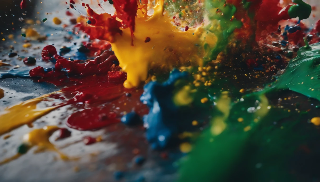 a dynamic action shot of paint splatters on a canvas, showcasing the bold and expressive nature of abstract art as a background