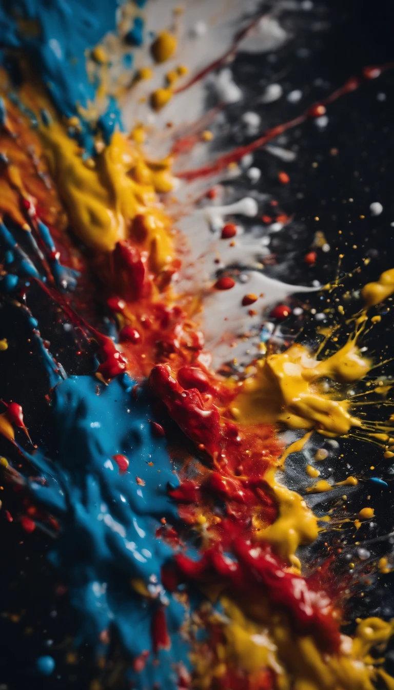 a dynamic action shot of paint splatters on a canvas, showcasing the bold and expressive nature of abstract art as a background