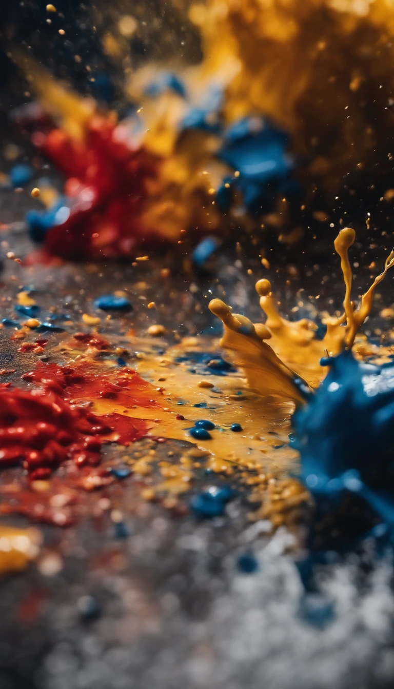 a dynamic action shot of paint splatters on a canvas, showcasing the bold and expressive nature of abstract art as a background