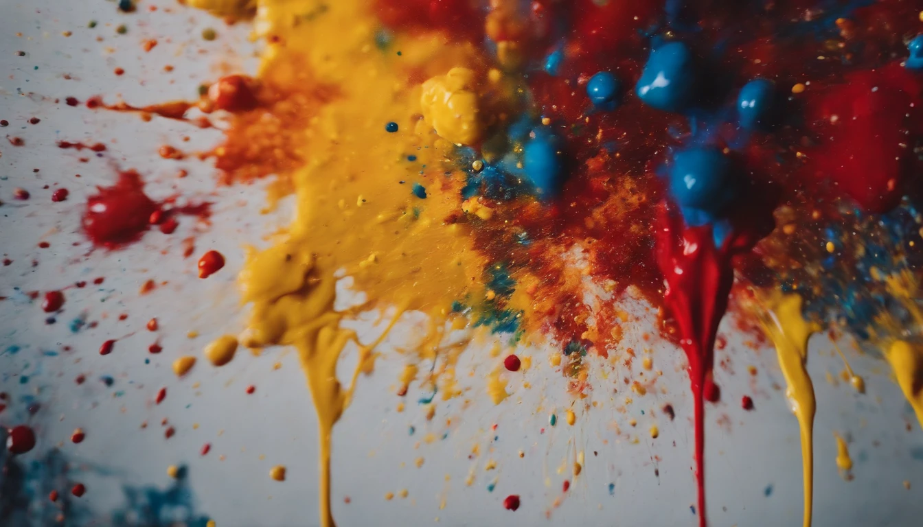 a dynamic action shot of paint splatters on a canvas, showcasing the bold and expressive nature of abstract art as a background