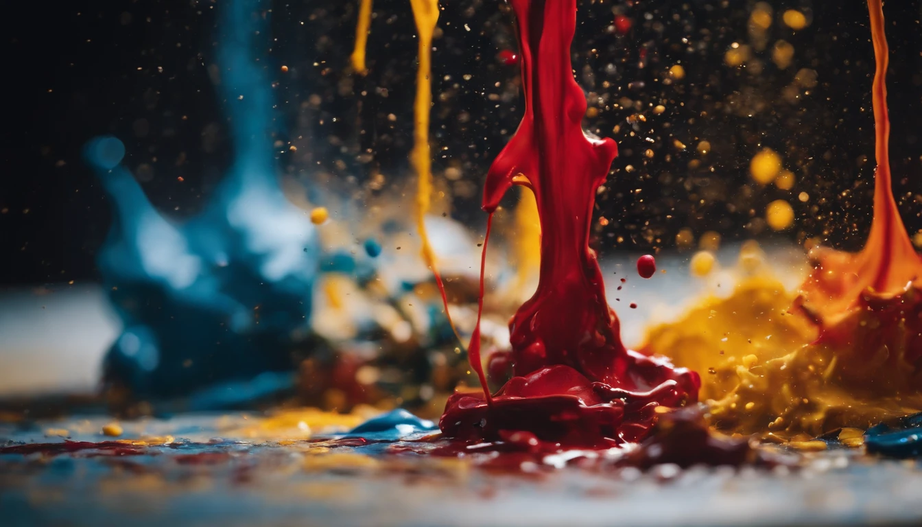 a dynamic action shot of paint splatters on a canvas, showcasing the bold and expressive nature of abstract art as a background