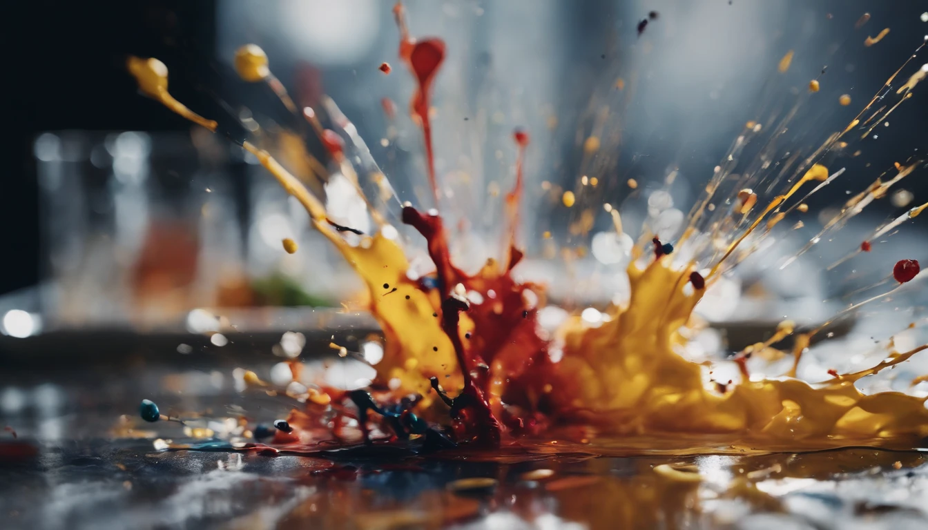 a dynamic action shot of paint splatters on a canvas, showcasing the bold and expressive nature of abstract art as a background
