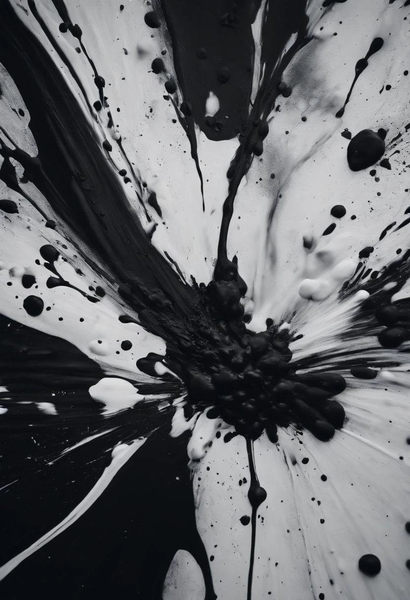 a dynamic action shot of a black and white paint splatters on a canvas, showcasing the bold and expressive nature of abstract art as a background