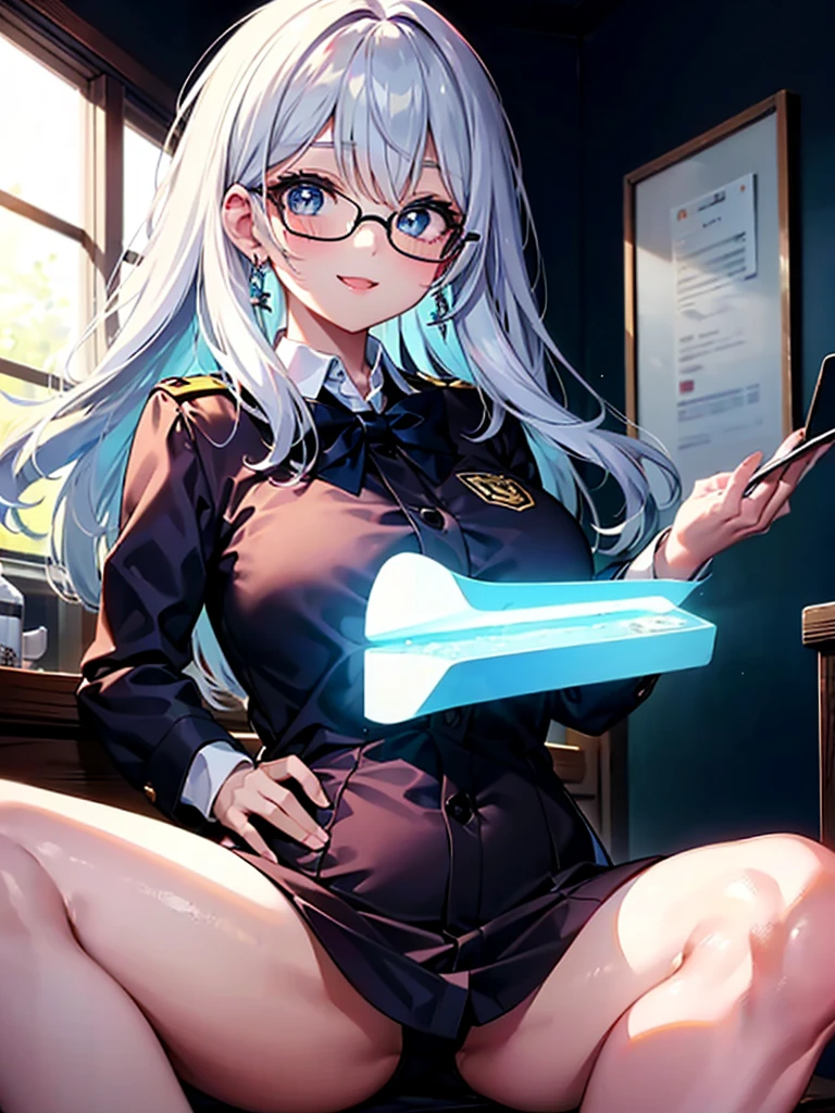 ((master part)), ((best quality)), (ultra-detalhado), ((kawaii)), (fofo), (Lovely), ((sexy)), (Foi), ((extremamente detalhado)), 4k, (8k), best quality, (Beautiful), illustration, estilo anime, Pintura, Dynamic angle, cowboy shot, (masturbation:1.2), (de curinga:1.4), contorno pesado, Contornos claros, gradation, (foco de corpo inteiro), Sala de aula da escola, (Noite), bonito,1girl em, sozinho, Uniforme escolar, Cute random colored eyes, ((Olhos bonitos)), Pele levemente cor de trigo, random hair style, Glutes, (mama grande), glasses, bowtie, (Sorriso:1.2), sorriso, (corar:1.5), efeito espumante, Reflexo da lente, brilhante-cintilante, Brilhando