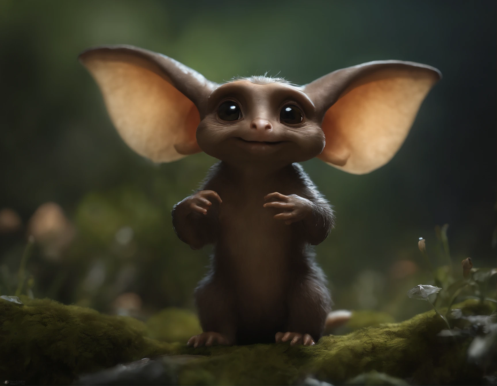 In the cave,Small male goblins are mole-like with large ears and an elongated snout., , 真实感, Realism, Close up of cute tiny fireflies around a huge oak tree, in the foreground collects bells, the buds glow, illuminate the bush, a detailed painting, cgsociety, Detailed painting, artstation hd, high detail, cgsociety, photo realism, Concept art, artstation hd, official arts, bokeh ,(CBZBB:1.25),trending artstation, Digital Art, Detailed, Realistic, humanoid, character, tiny, Cinematic shot, cinematic portrait of a mole ,gremlin, mole-like, bright silver and brown, short tail, large ears, covered with silver fur, Dressed, in a brown rag raincoat, collects glowing mushrooms, Best Quality, Masterpiece, in style of dark fantasy art, gremlin, mole-like, dark fantasy style, Fairytale style, fantasy style. ,真实感, Realism, Cute alien creatures,Tiny creatures, (CBZBB:1.25), ((gremlin),Zhkute, Small, baby, Beautiful, Fantasy art, deviant art, trending artstation, Digital Art, Detailed, Realistic, humanoid, character, tiny, Cinematic shot, cinematic portrait of a mole gremlin, cute character, looks like a gremlin, large ears, elongated nose,,, five toes, huge acorn in paws, 真实感, Realism, tmasterpiece, Brad Jongsan walks in the jungle (Night of the Fireflies), (higly detailed: 1 1), rough face, natural skin, hiquality, NSFW, pretty eyes, (Detailed face and eyes), (s face: 1 2), tumult, Complementary, real-photo, .......PSD, Lightweight Film Photography, sharp-focus, contrast lighting, Detail Skin, high resolution 8k, Crazy detailing, Realistic, professional photo of a, 8K UHD, dslr, soft light, hiquality, film grains, Fujifilm XT3.