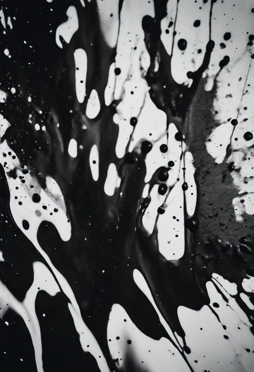 a dynamic action shot of a black and white paint splatters on a canvas, showcasing the bold and expressive nature of abstract art as a background