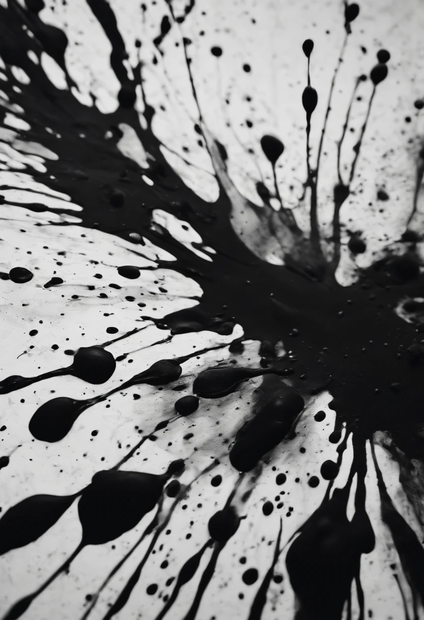 a dynamic action shot of a black and white paint splatters on a canvas, showcasing the bold and expressive nature of abstract art as a background