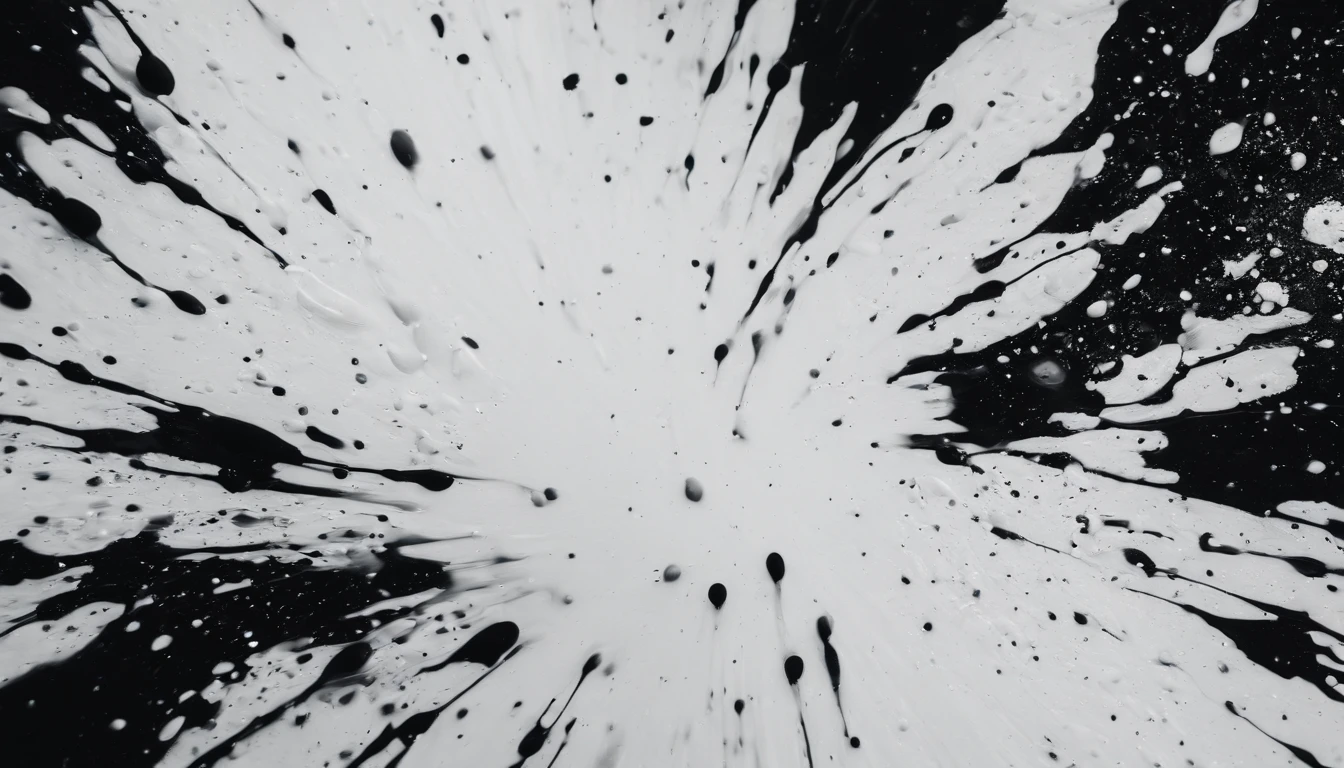 a dynamic action shot of a black and white paint splatters on a canvas, showcasing the bold and expressive nature of abstract art as a background
