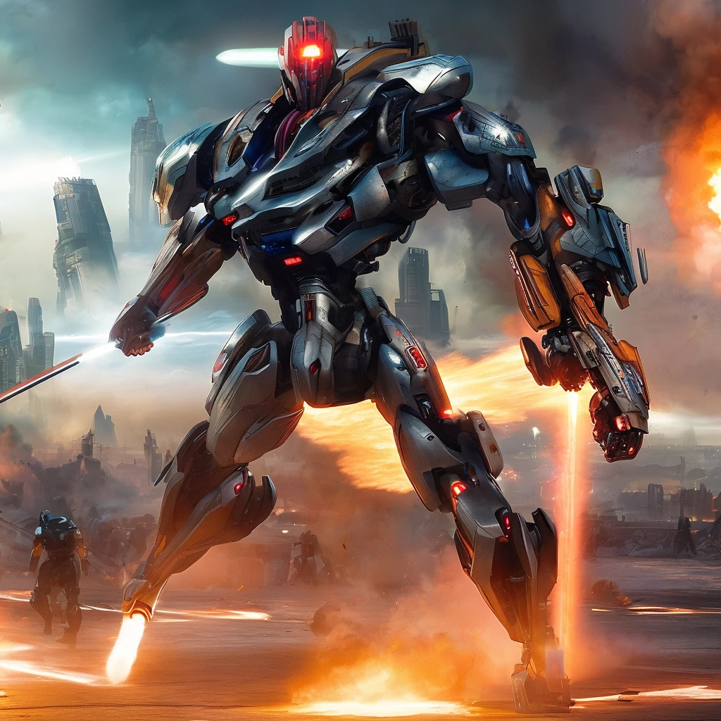 Cyborg avec une dizaines de lance-roquettes derrière
lui reliés par des bras métalliques.
