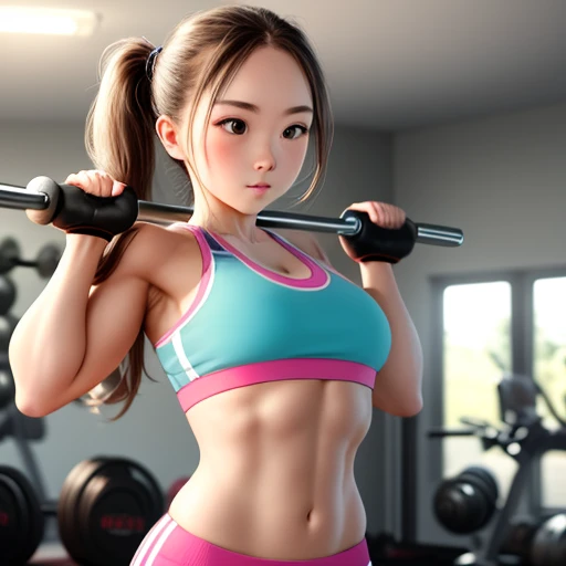 Gym beauty tights bare upper body