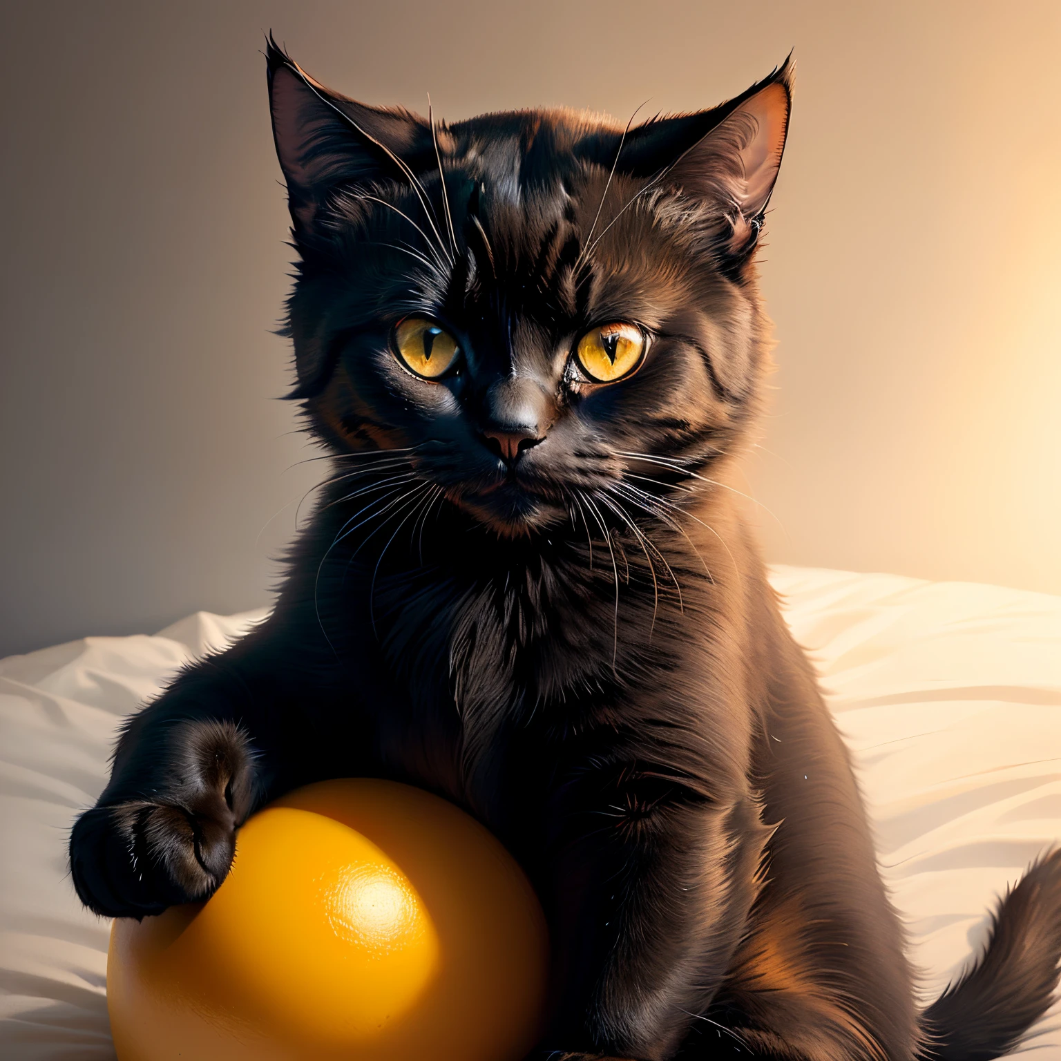 Cute black cat with yellow eyes