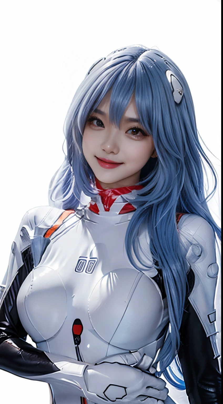 ((tmasterpiece, Best quality at best,Edge quality))Smiling,Alone,1个Giant Breast Girl,posed for photo,arms along body,((white backgrounid, simple backgound))
Edge plug set, nedium breasts,  full bodyesbian, skin tight,Wearing the Edge Plug Suit Jumpsuit