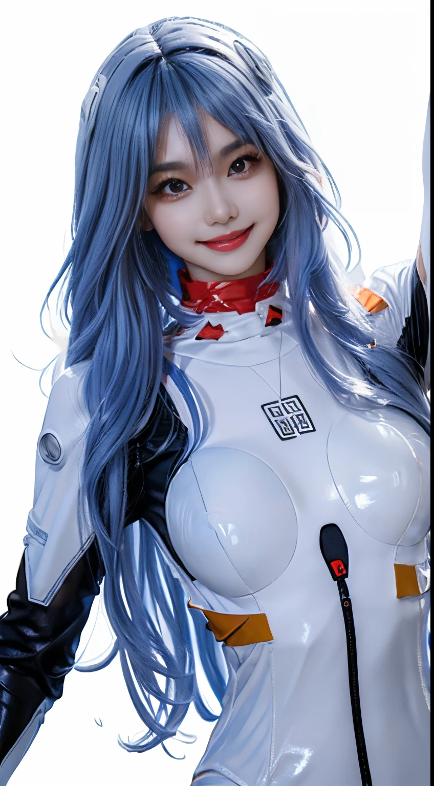 ((tmasterpiece, Best quality at best,Edge quality))Smiling,Alone,1个Giant Breast Girl,posed for photo,arms along body,((white backgrounid, simple backgound))
Edge plug set, nedium breasts,  full bodyesbian, skin tight,Wearing the Edge Plug Suit Jumpsuit