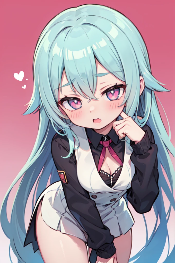 ((master part)), ((best quality)), (Ultra Detalhes:1.2), Pose like an  doujinshi character, //, uma menina bonito, 1girl, (sozinho:1.2), //, Uniforme escolar, //, lindo cabelo loiro dourado, ((Olhos bonitos)), de pele branca, cabelos longos e cacheados,  grandes, corpo voluptuoso, //, (:1.3), Rindo, corpo inteiro, gradation, //, Bright pink background designed with hearts, //, brilhante-cintilante, corpo ultra brilhante, Brilhando