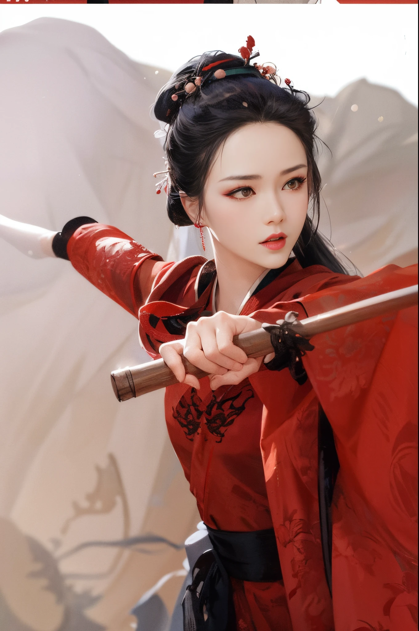 Ren Ruyi wears red gauze in the play，Half masked，dancing lightly，Both pure and lustful，Show your gracefulness。Such her，It seems to be a visual feast for people，It's unsatisfying。