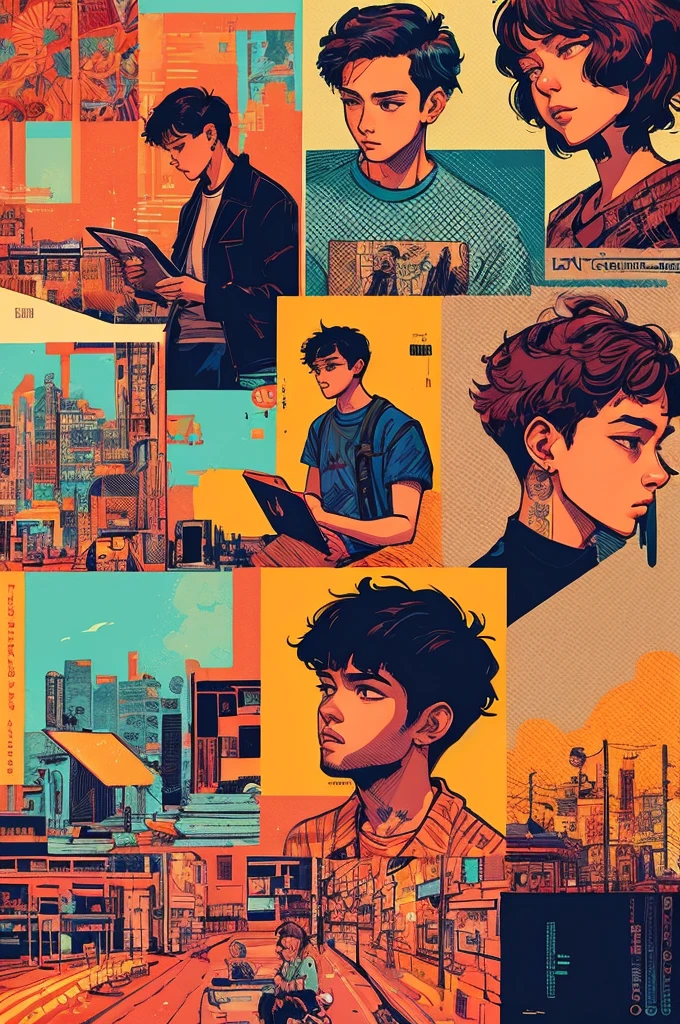 studying men, lofi-girl, lo-fi illustration style, lo-fi art, lofi art, alabanza art style, Illustration style, lofi album cover, laurie greasley artist, lo fi, lofi girl aesthetic, Nouro, lo fi, Low - Fi, Lofisensation