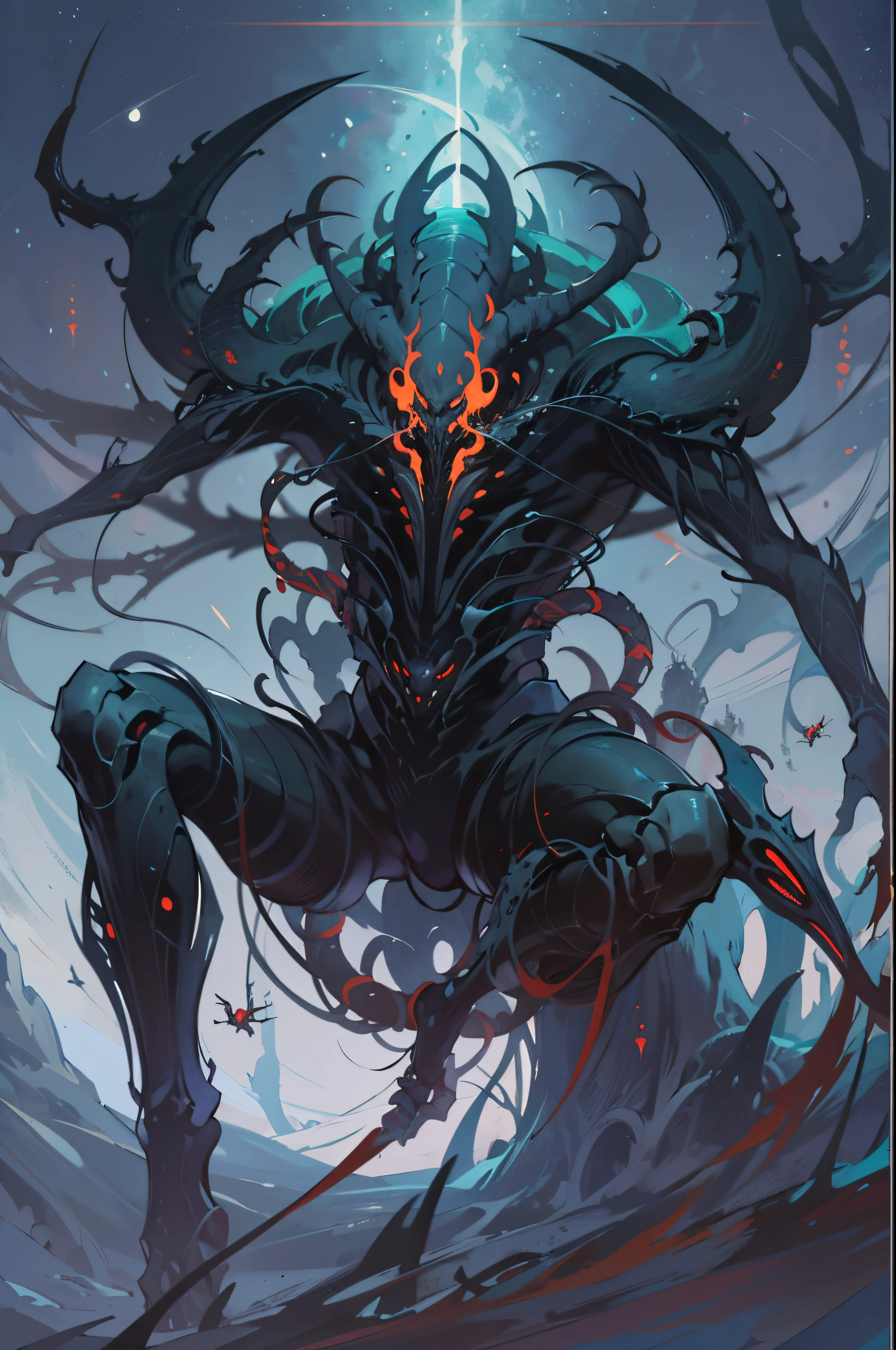 Peter Mohrbacher, Artstation, Void and Chaos, Void Creatures, Void Outer Beasts, Aliens in Cosmic Space, dark sci-fi art, lolth, infested art, cosmic horror concept art