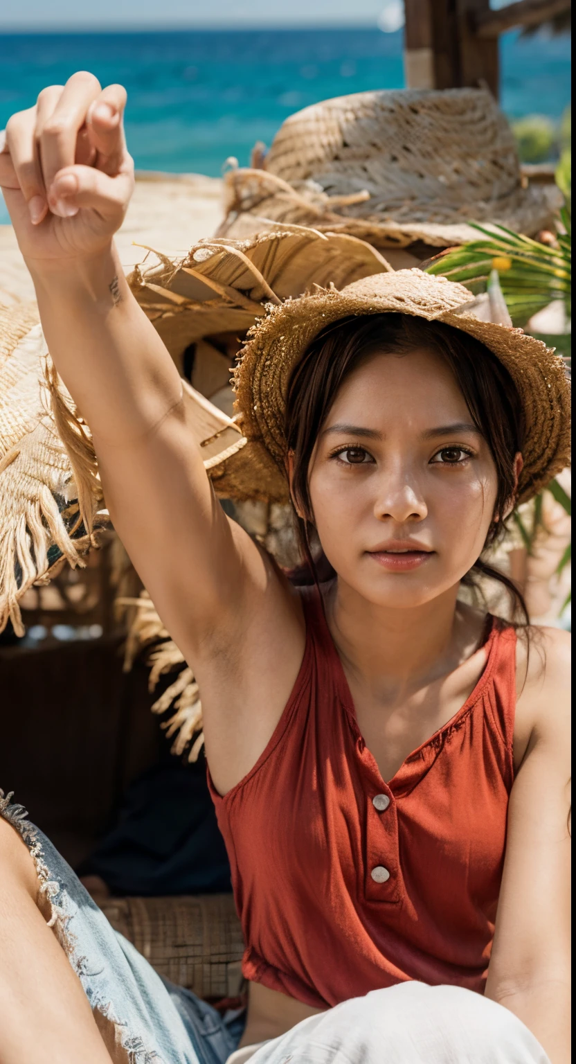Luffy, straw hat, high quality, 8k