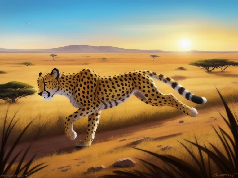 1Cheetah running, in the Serengeti, Afrika, Masterpiece, best quality