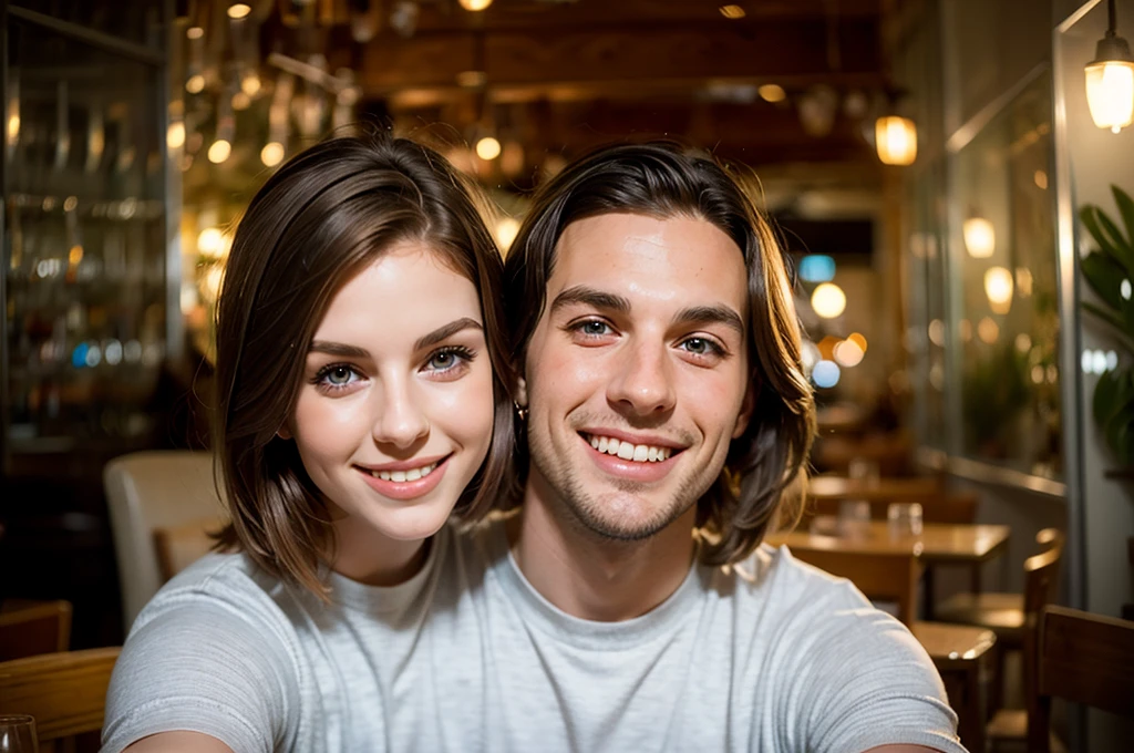 2heads, two headed girl next to her boyfriend, slightly curvy, age 21, Irish, light brown hair, happy, loving,