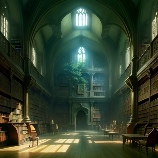 Hogwarts old library with tree in the midle dream