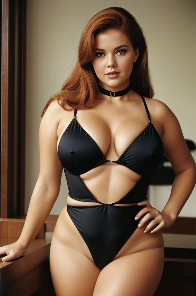 MILF, BBW, photo vintage, visage feminin parfait, erotic, rousse, tache de rousseur, 1969, Tout de suite, , LITTLE BLACK BIKINI, choker, aroused, MODE, SHOWING HER BUTT, BELLES MAINS