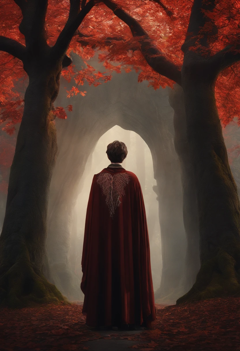 The image is of Bran sitting beneath the ancient Weirwood tree, surrounded by the ethereal glow of the mystical heart tree.,A Song of Ice and Fire series,Bran Stark, a central character in “Game of Thrones,” initially appears as a young boy with a curious and adventurous spirit, featuring tousled hair and the traditional Stark attire of the North. After his fall and subsequent paralysis, his physical appearance becomes more subdued, reflecting the seriousness of his journey and transformation. , male