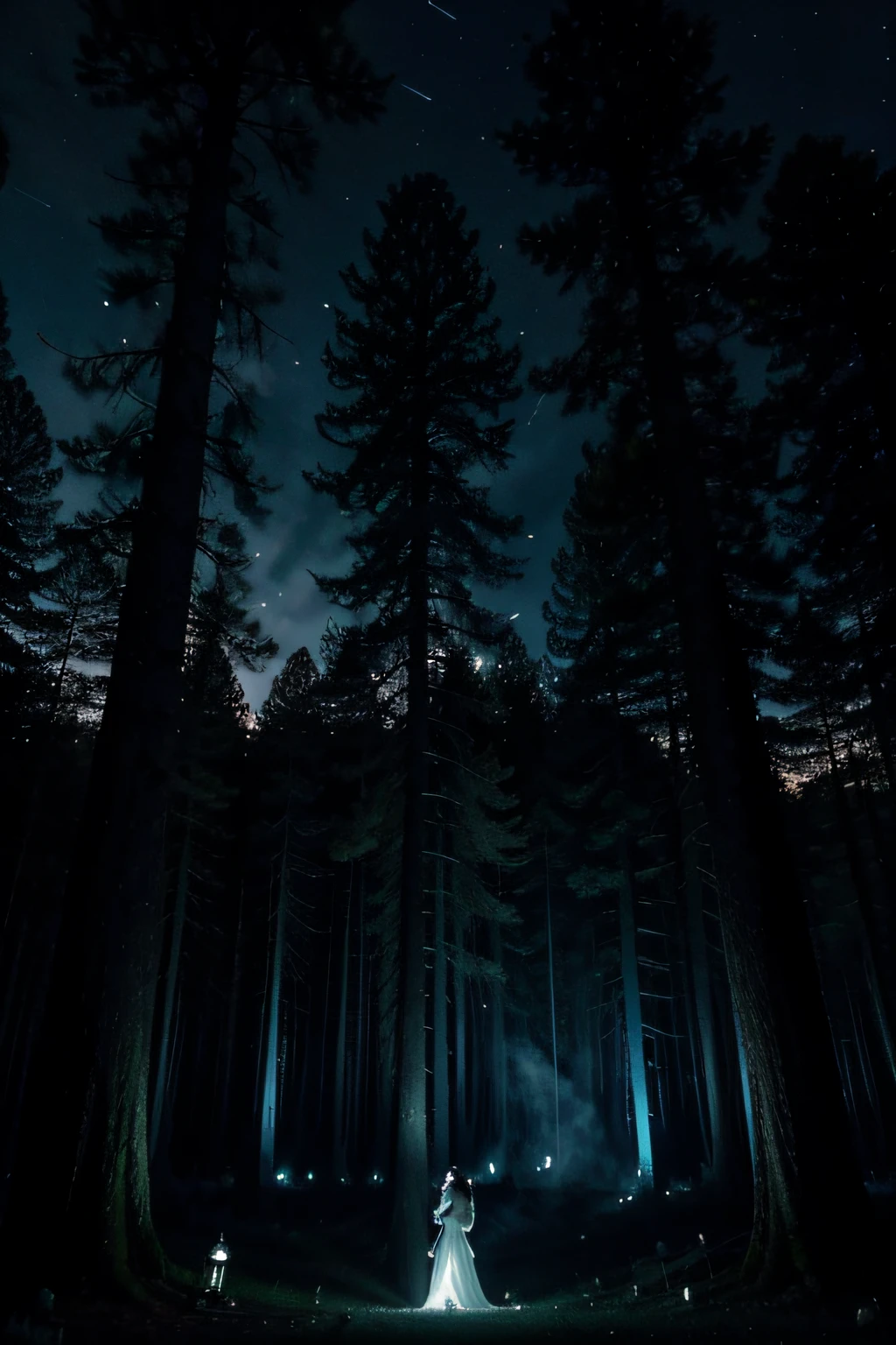 ghostly forest ghostly wind twilight fireflies blue shades ghosts tall creepy trees