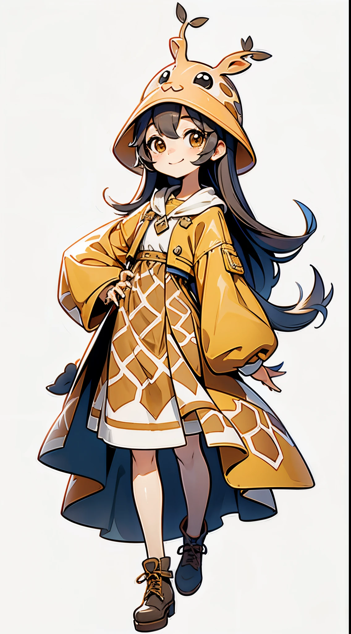 digitalart、Personification of the giraffe、Yuru Chara Style、The hat is characteristic、smile