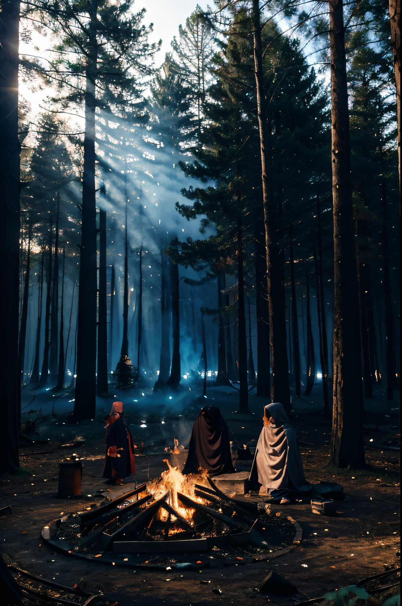 people in cloaks with hoods